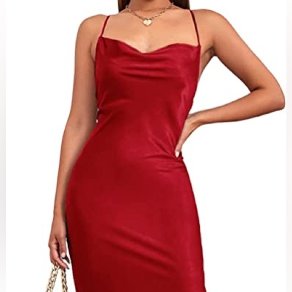 EUC Lyaner drape front red gown